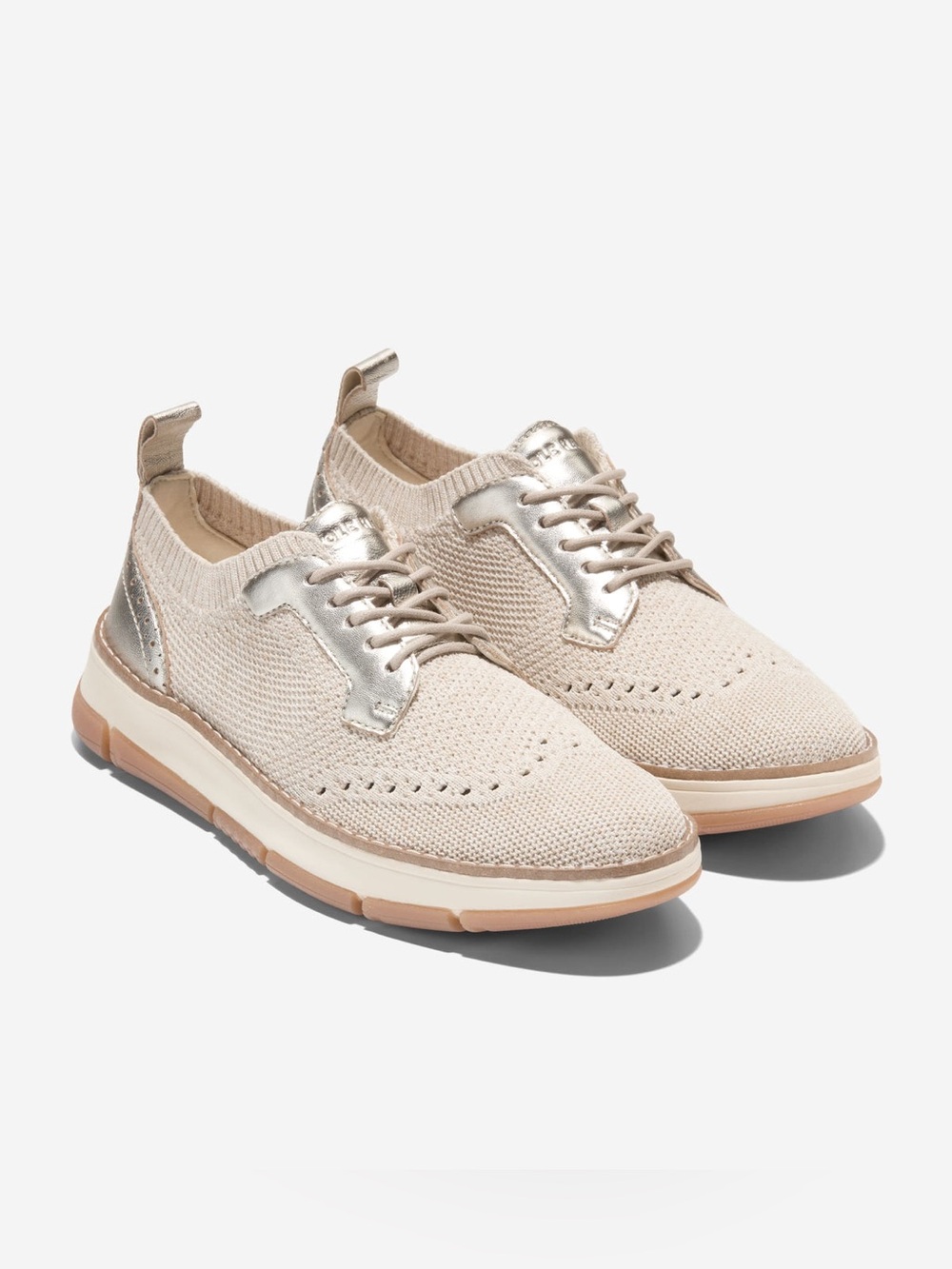 Cole Haan Women's ZERØGRAND Rella Stitchlite™ Oxfords in Ivory-Gold Metallic